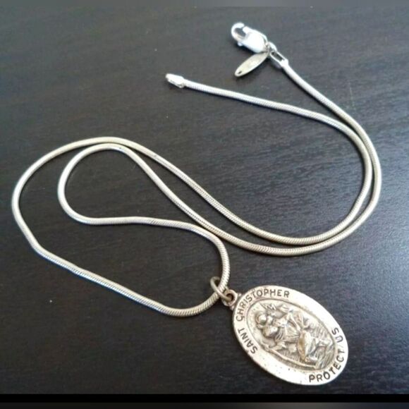 VTG 925 SIGNED PAOLO ROMEO ST CHRIS ITALY STERLING SILVER 18" NECKLACE - Picture 1 of 5